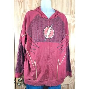 Flash Mens Jacket Size 2XL TV Suit Up Deluxe Hoodie DC Comics Full Zip Red